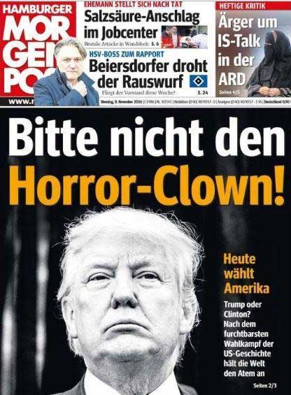德國的Morgenpost形容特朗普是一個「恐怖小丑」