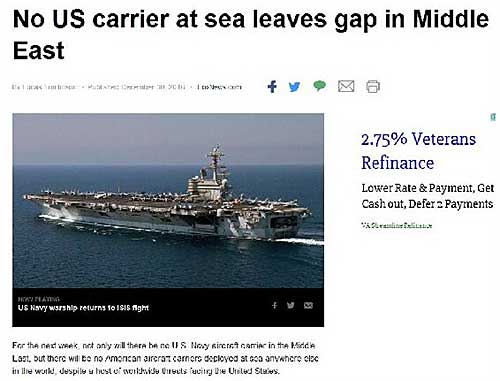 美國媒體Fox News關於美軍航母全部撤回本土的報道